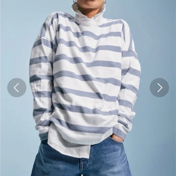 AYR Women's Blue and White Striped Early Mornings Long Sleeve Tee - Picture 5 of 7